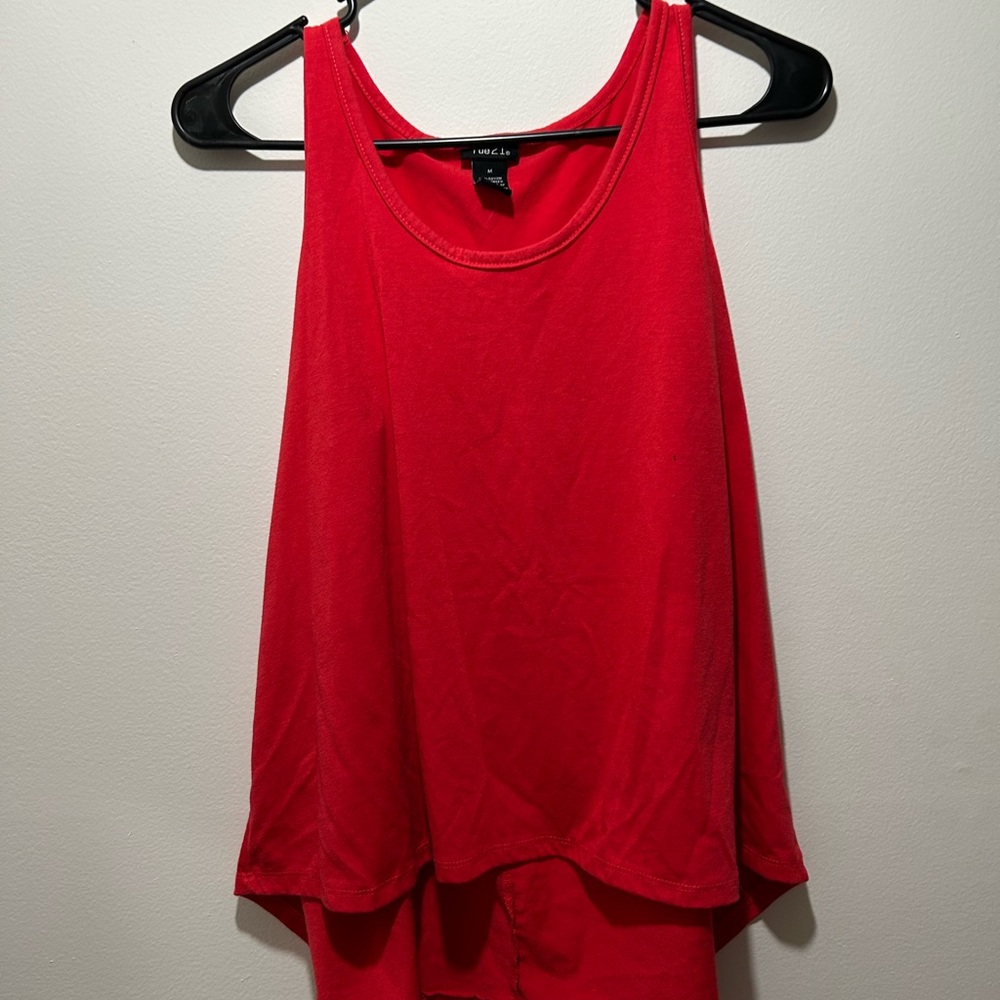 Xhilaration Red Asymmetrical Sleeveless Tank Top